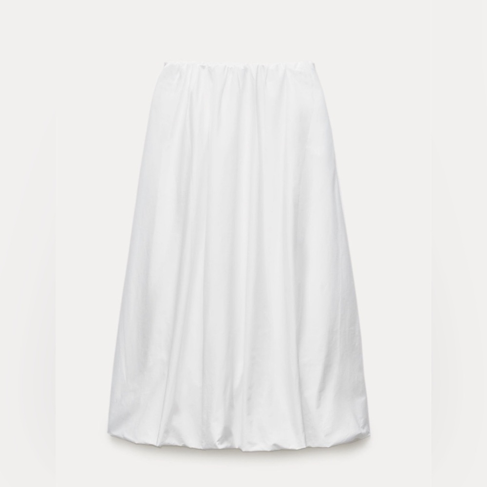 Zara White Midi A-Line Skirt - Picture 2 of 5
